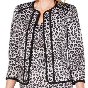 NWT Kasper Gray/Black Leopard Open Front Blazer Jacket Size‎ 22W